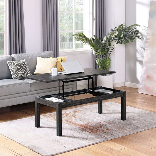 Versatile Lift-Top Coffee Table with Storage – Black