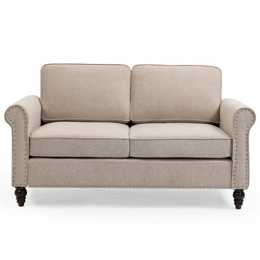 White Loveseat Sofa - Mid Century Modern Furniture 45 inch