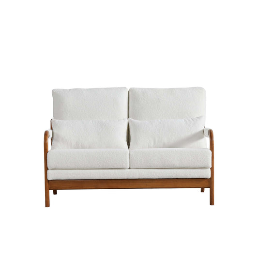 Modern 49" White Teddy Fabric Loveseat – Cozy Sofa for Home