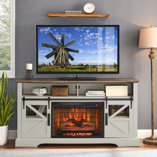 60in Electric Fireplace Entertainment Center - Jasmine White
