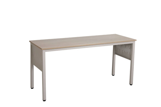 Beige Home Office Desk 55x24 inch with Stylish Metal Panel