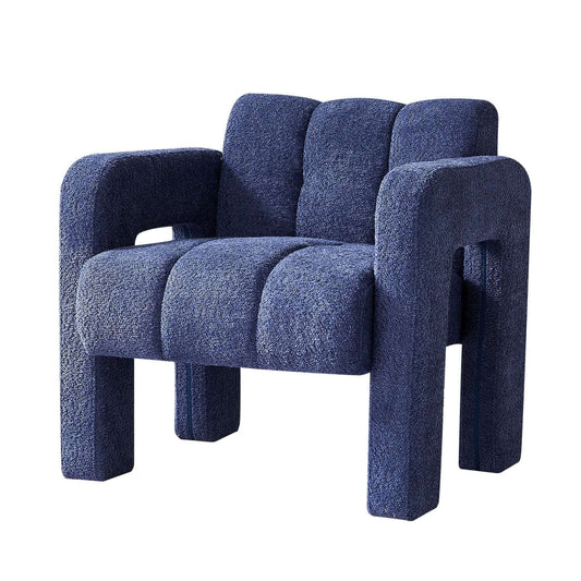 Navy Boucle Accent Chair - Modern Upholstery Comfort