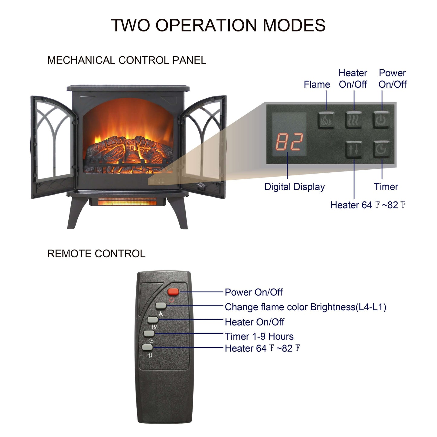 3D Infrared Electric Stove with Remote - Portable